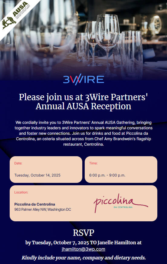 3Wire AUSA event invitation email, desktop view