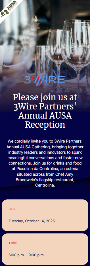 3Wire AUSA event invitation email, mobile view