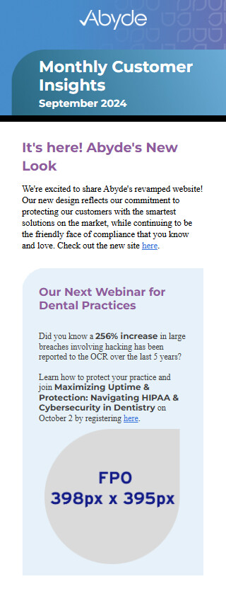 Abyde customer insights email, mobile view