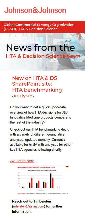 Johnson and Johnson internal stakeholder newsletter, mobile view
