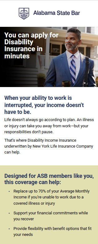 New York Life affiliate insurance email, mobile view