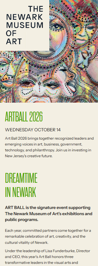 The Newark Museum of Art gala press kit email, mobile view