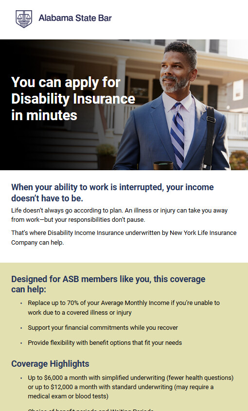 New York Life affiliate insurance email, desktop view