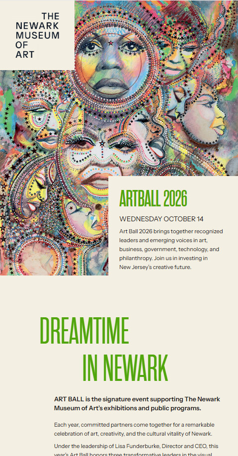 The Newark Museum of Art gala press kit email, desktop view